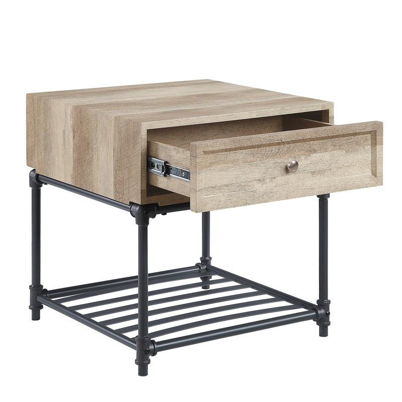 Table de bout en chêne élégant et gris sable pour une utilisation polyvalente à la maison