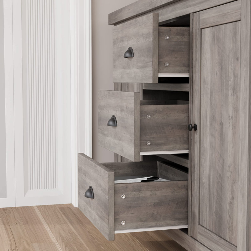 Buffet avec 3 tiroirs et 2 portes en bois