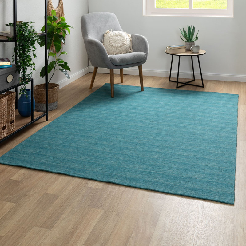 Poga Wool Hand Woven Area Rug, Rectangular 200 x 300cm, Turquoise