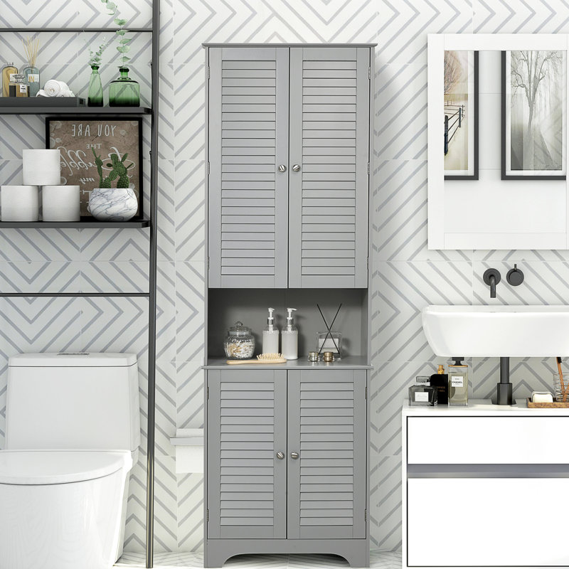 Armoire à linge de salle de bain avec construction stable - P 11,7 "x H 70,14" Unité de rangement compacte et pratique