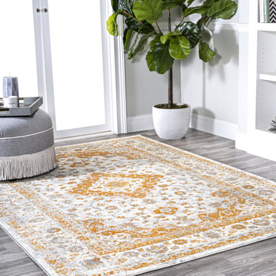 Indhira Ornate Medallion Persian Orange/Cream Rug