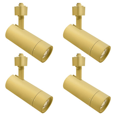 Luxrite 2,5 po Éclairage sur rail à DEL Zoomable, 5CCT, CRI90, 15 W, 1050LM, à intensité variable, inclinaison de 358 ° + 90 ° et faisceau de 20 à 50 °, éclairage sur rail de type H, ETL, paquet de 4 en laiton