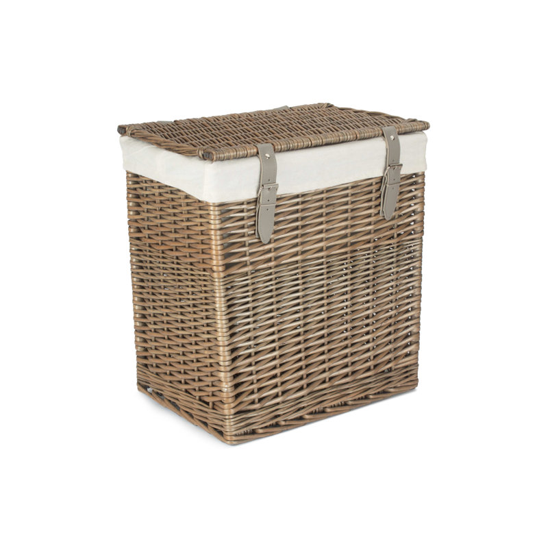 Wicker Laundry Hamper Basket with Lining, 44cm H x 29cm W x 39cm D, Antique Wash