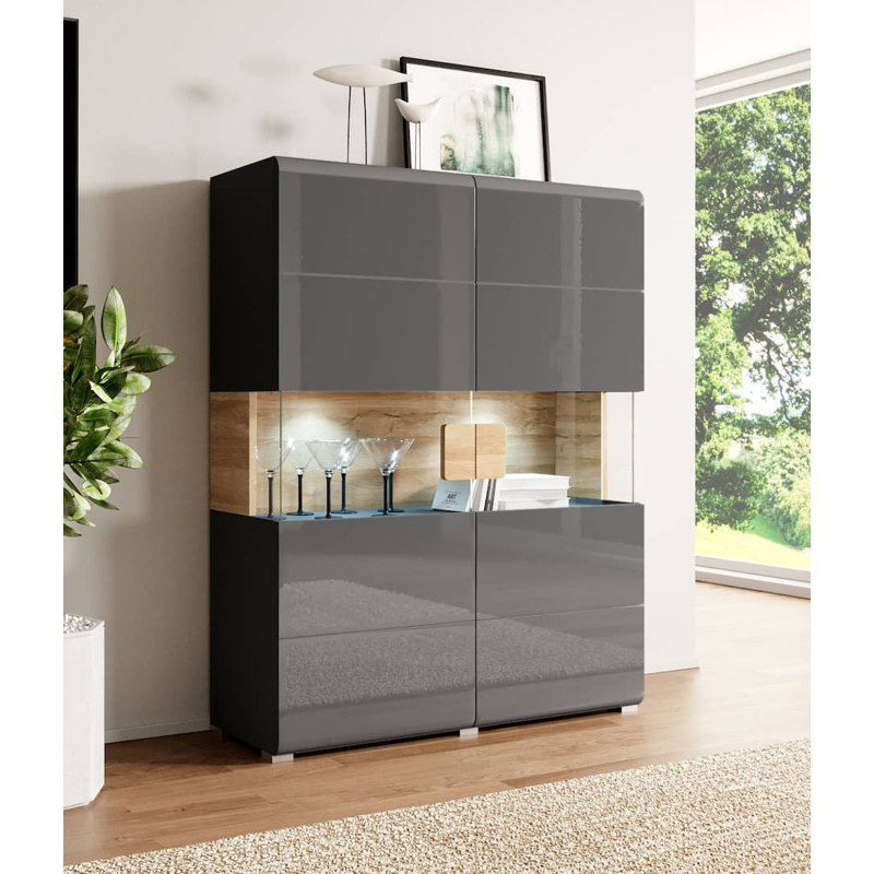 Calub Display Cabinet, Grey and Oak San Remo