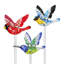 Ensemble de piquets de jardin à cardan, colibri et oiseau bleu avec lumières DEL colorées Exhart WindyWing, 4 x 27 po Exhart