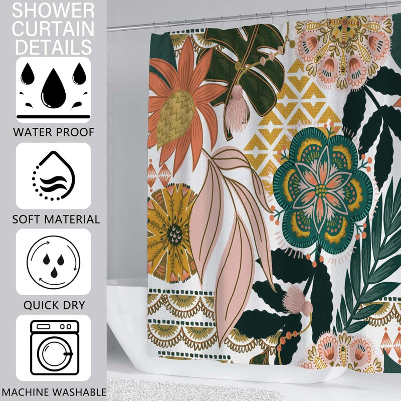 Rideau de douche avec crochets inclus, H 72 po x l 78 po