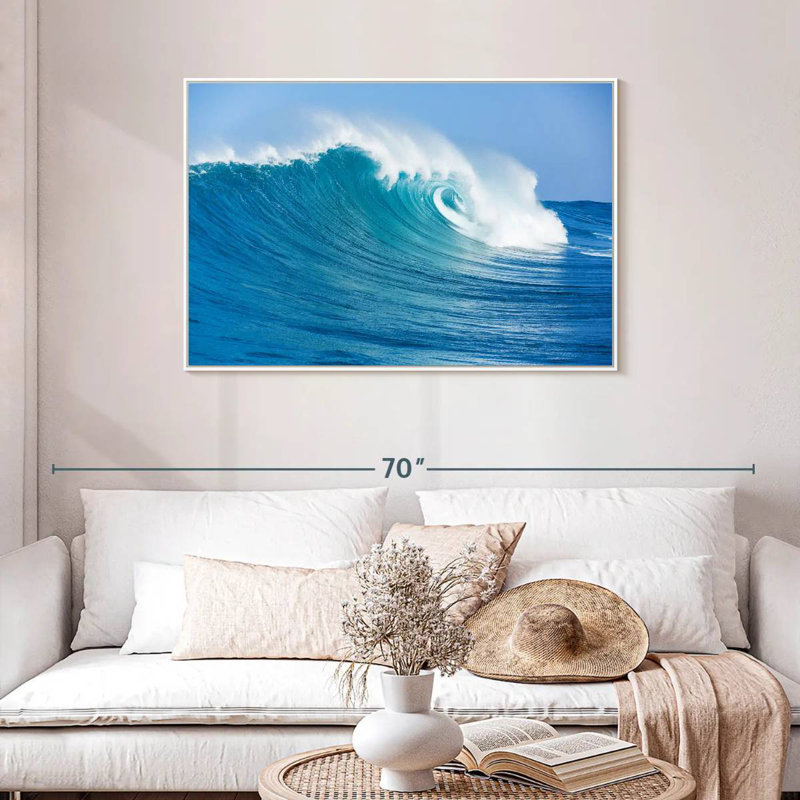 Ocean Wave Break, Cadre flottant blanc, 40 po x 27 po
