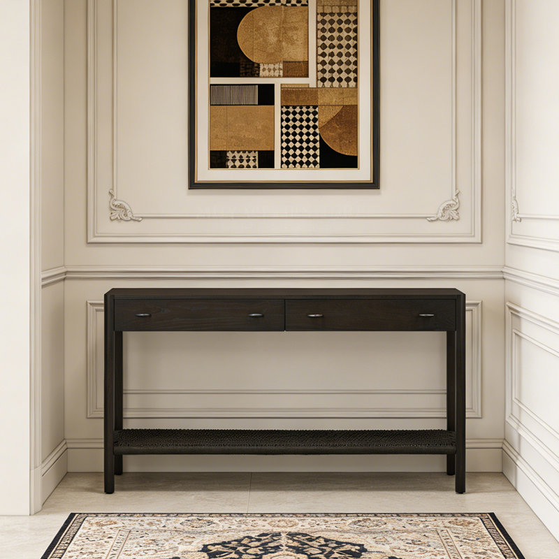 Console simple de style nordique, H 29,9 po x l 55,1 po x P 15,7 po, Noir