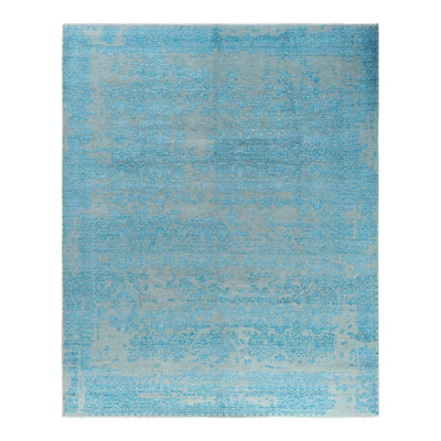 Tapis unique noué à la main gris de 8 pi 1 po x 9 pi 10 po Lynward