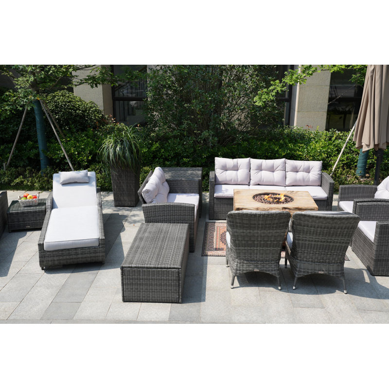 Almanza 11 - Person Patio Conversation Set with Cushions