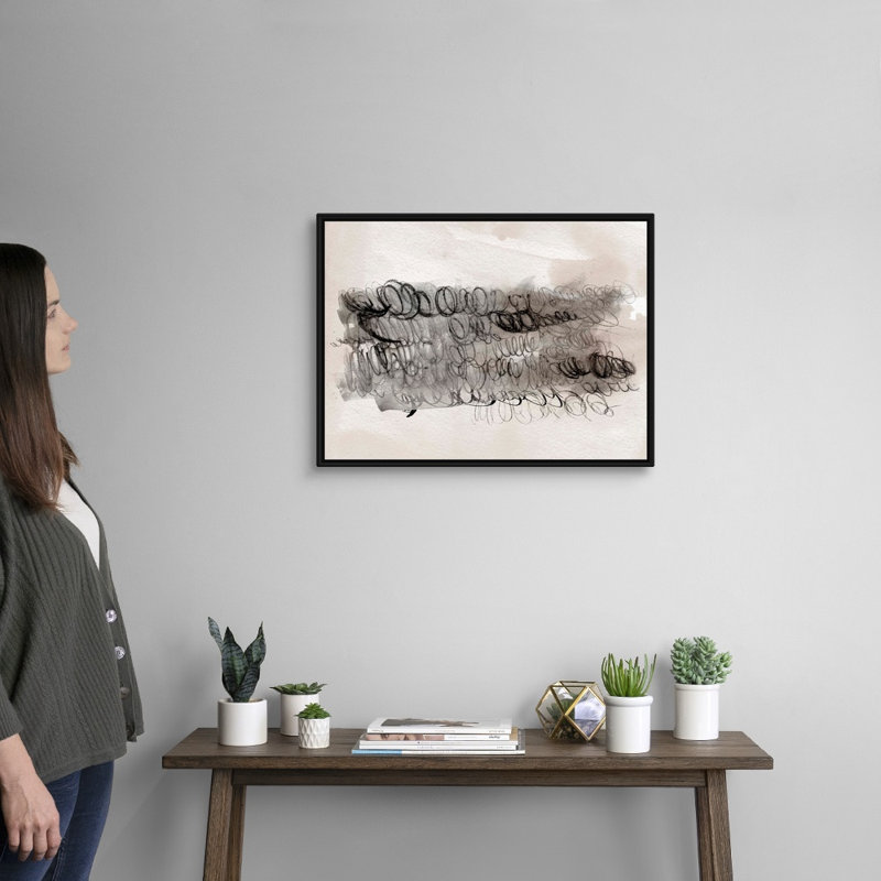 Scribble Abstracts II par Jennifer Paxton Parker - reproduction d'art sur toile, Cadre flottant noir