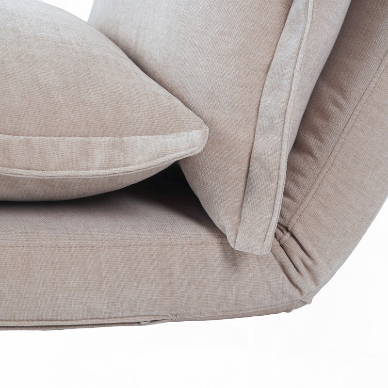 Chaise convertible rembourrée, canapé-lit au sol avec dossier réglable et coussins, Crème antique