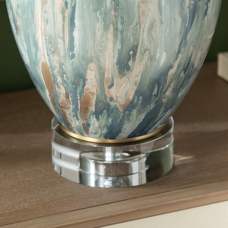 Lampe de table abstraite en verre avec abat-jour 27,5 "H