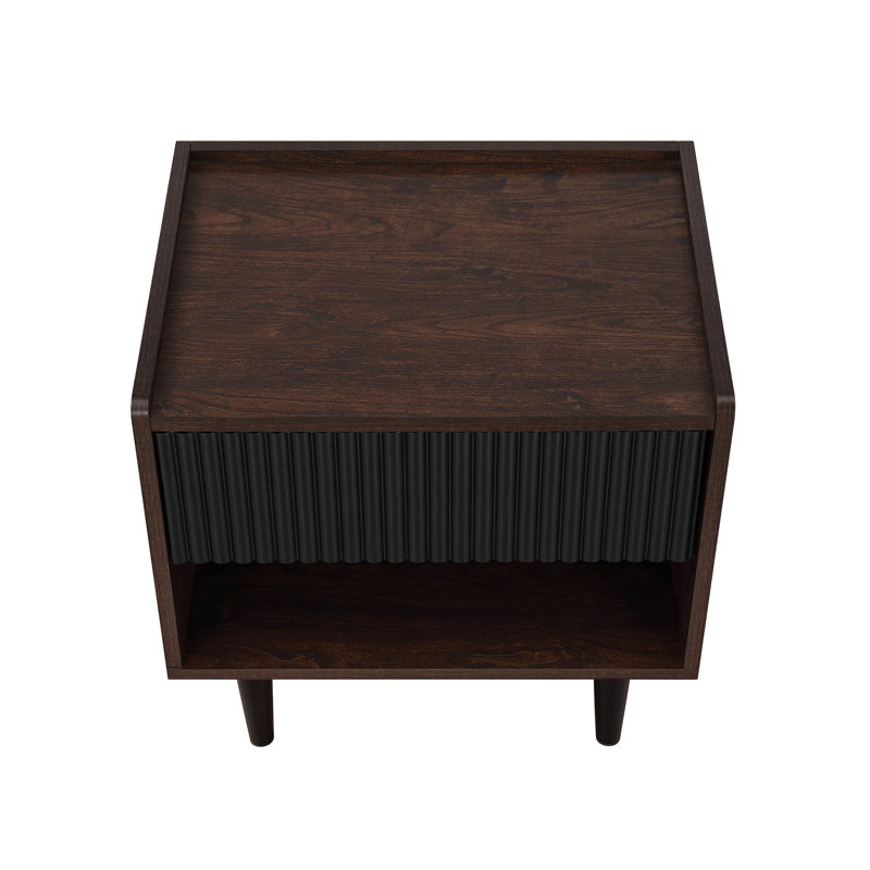 Yonda 20.23'' W Nightstand, Set of 2, Dark Brown/Black