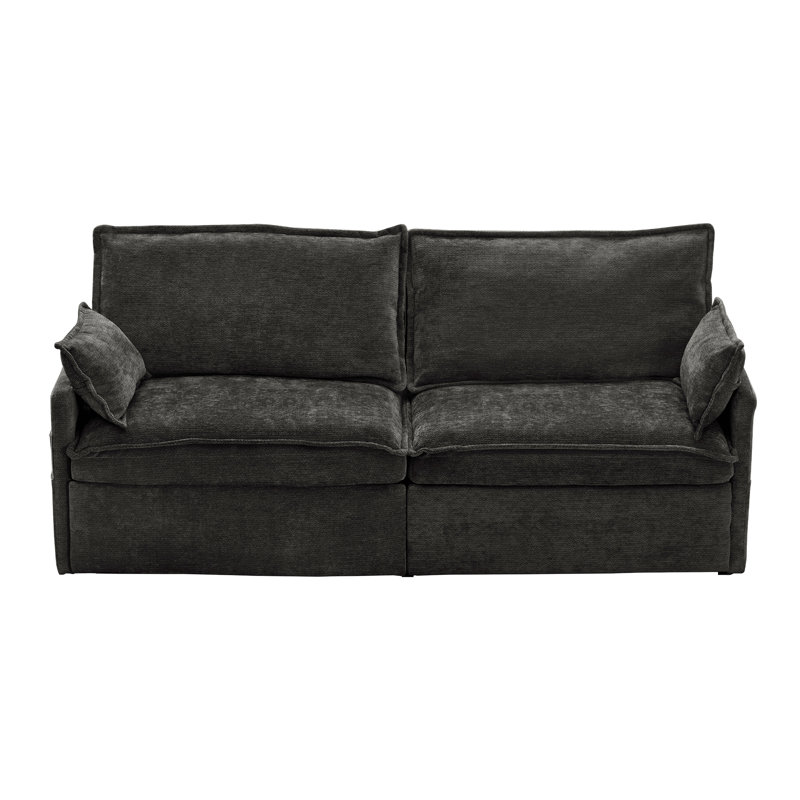 Canapé-lit escamotable de 73,6 pouces, canapé-lit en tissu chenille 3-en-1, rangement latéral et fauteuil de chargement USB / C pour salon, chambre à coucher, appartement