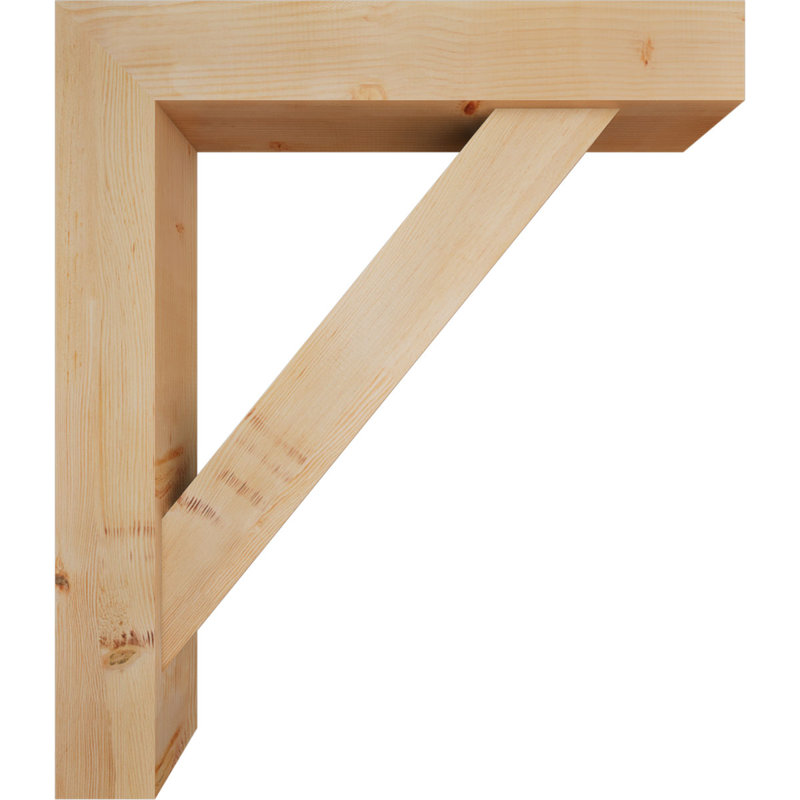 7 1/2"W x 38"D x 44"H Traditional Block Smooth Bracket w/ Offset Brace, Douglas Fir, 44 x 38, 7 1/2"W Douglas Fir (Smooth)