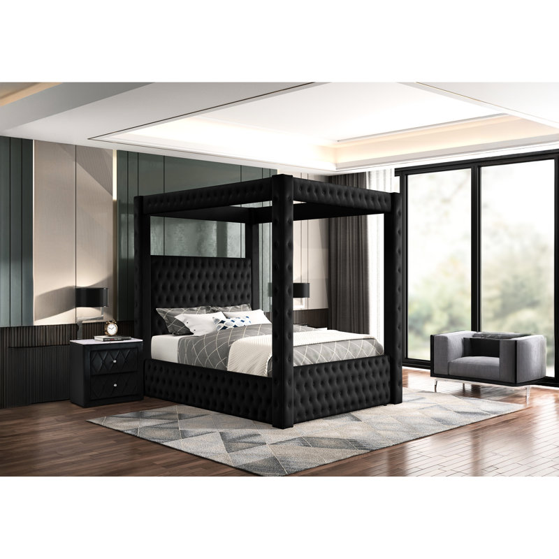 Table de chevet rectangulaire moderne 1pc avec plateau en faux marbre, revêtement en tissu à boutons et deux tiroirs pour la mode de chambre à coucher avec design et surface