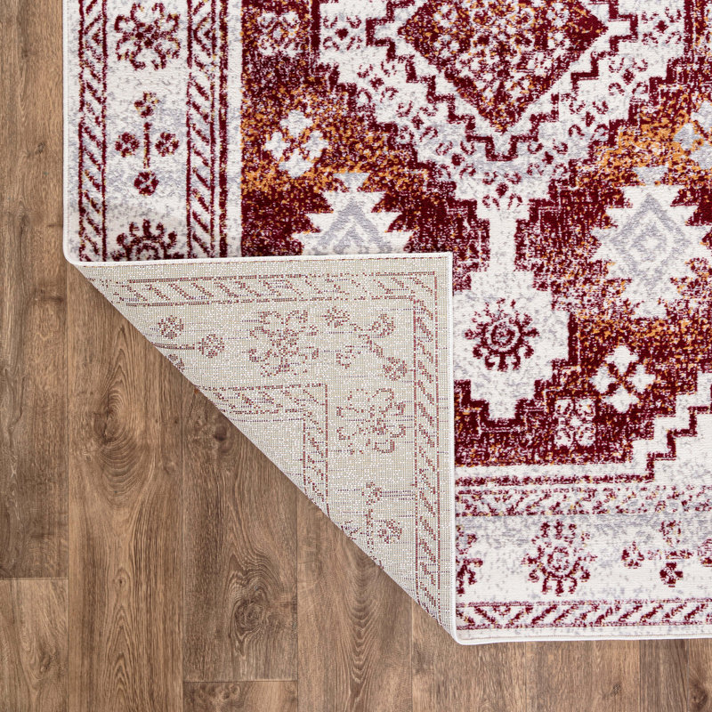 Tapis oriental rouge / blanc Crider, Tapis de couloir 2 pi x 7 pi