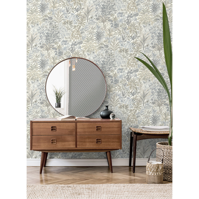Palm Landscape Italian Heavyweight Wallpaper, Blue