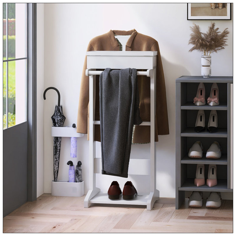 Portemanteaux portatifs avec porte-vêtements, Blanc