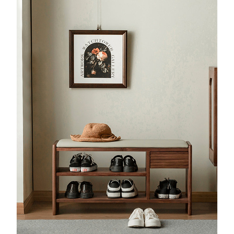 Range-chaussures nordique en bois de noyer noir pour l'entrée