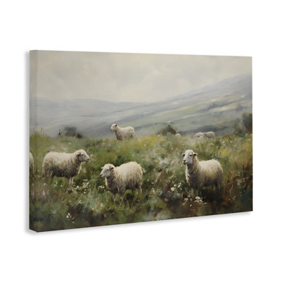 Misty Sheep Pasture Canvas Wall Art by Petal Prints Design