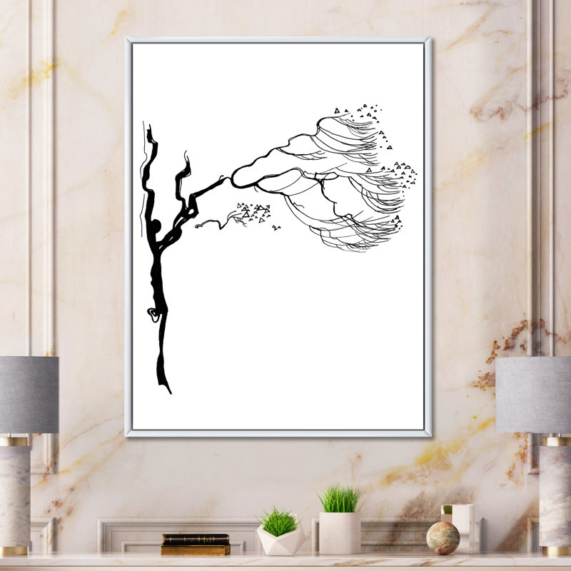 Graphiques en noir et blanc I - peinture sur toile, H 32 po x l 16 po x P 1 po, Cadre flottant blanc