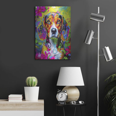 Art mural en métal Winston Porter «The Timid Beagle» par Dean Russo