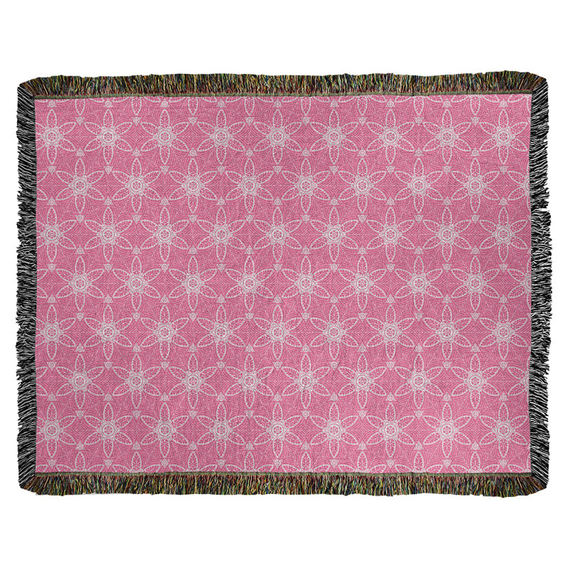 Couverture en coton tissé Katelyn Elizabeth, l 60 po x L 80 po, Rose clair