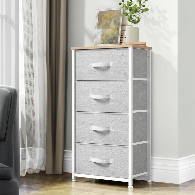 Callida 17.7'' W 4 - Drawer Dresser, Ight Grey Fabric