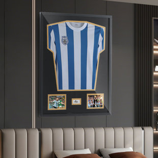 Jersey Frame Display Case with Photo & Signature Slots, 98% UV Protected Wall Mounted Sports Shirt Shadow Box for Football, Basketball, Soccer Jerseys 1 Pack