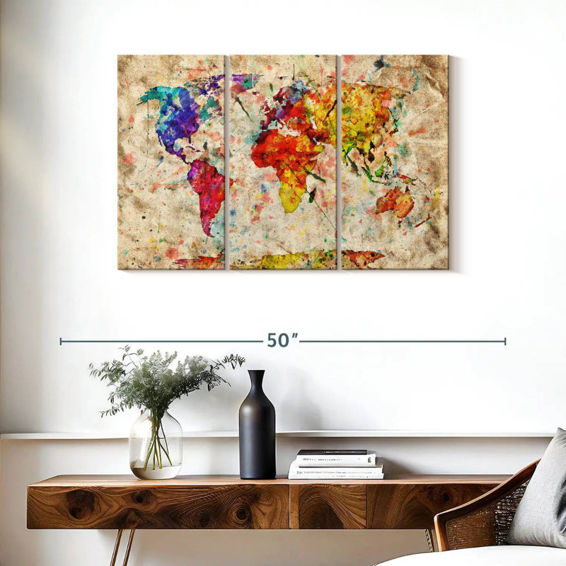 Aliaz Retro Expression World Map, 24" H x 38" W
