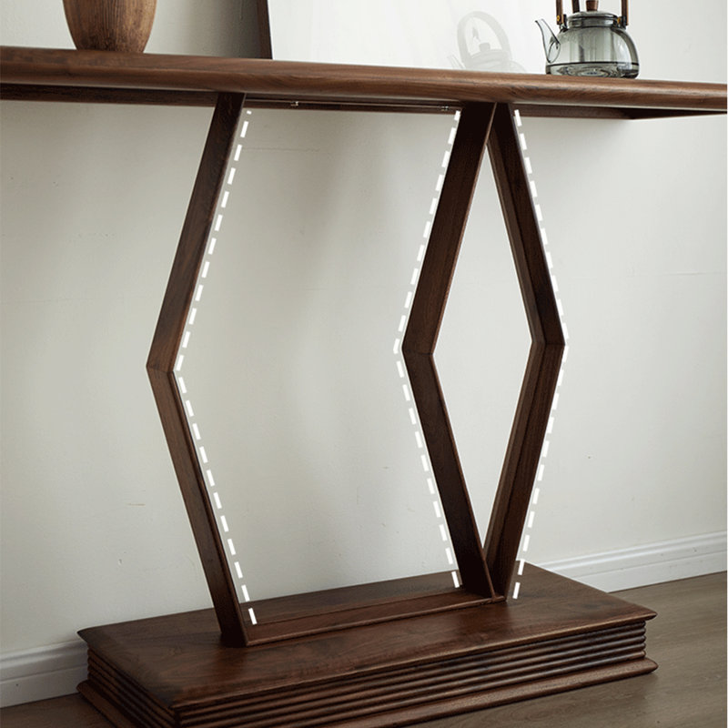 Nordic style diamond-shaped console table, 35.43" H x 58.27" W x 15.75" D