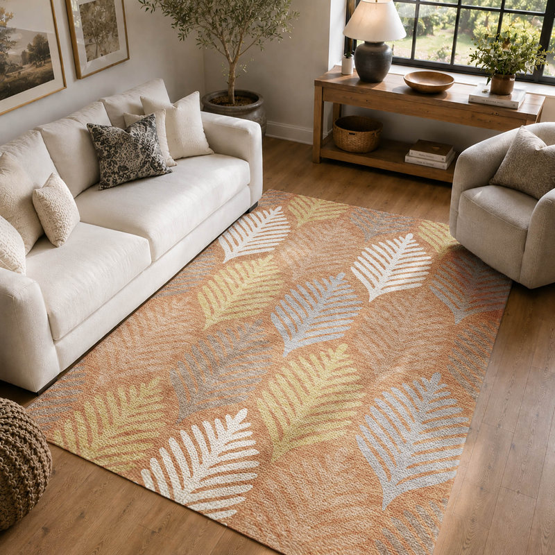 Tapis floral lavable à la machine Premium, Paprika, 10 pi x 14 pi
