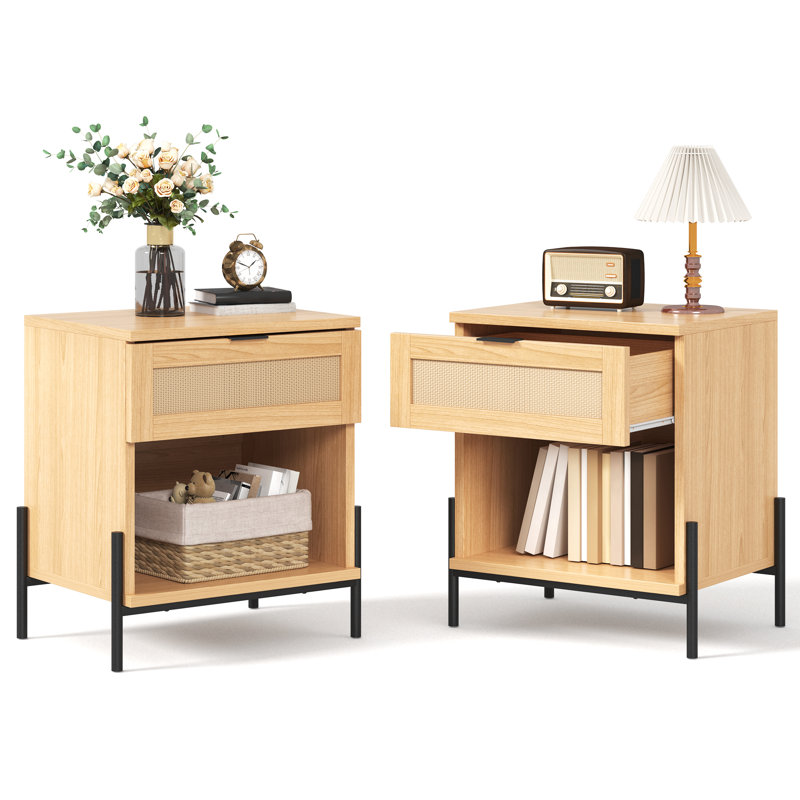 19.7"W 1-Drawer Wood Nightstand （Set Of 2）