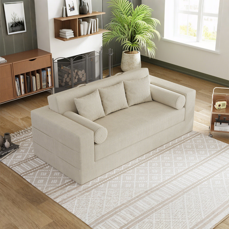 Canapé-lit Boneless, sans assemblage, pour appartement, salon, Blanc, H 33,46 po x l 85,04 po x P 39,37 po