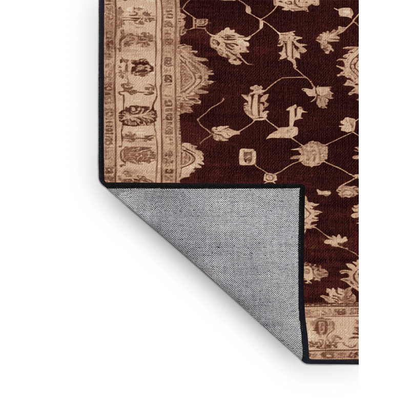 Machine Washable Overdyed Black Area Rug, Round 7'