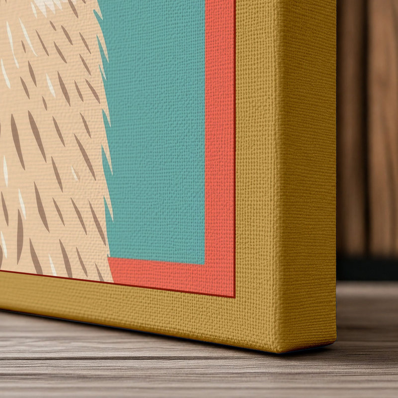 Serene Llama Modern - Wrapped Canvas, 24x16 - 61.0 x 40.6 cm, Ochre Border