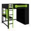 Lit mezzanine moderne avec poste de travail intégré, placard de rangement ouvert et éclairage ambiant personnalisable-2104863707