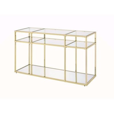 Clear Glass & Gold Finish Sofa Table