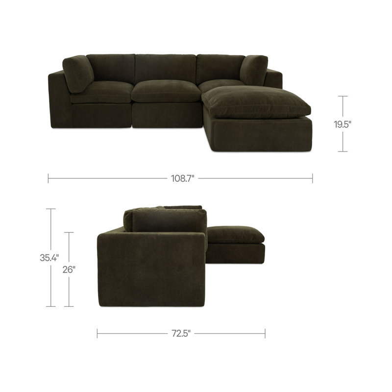 Cates Lounge Modular Sectional Pebble, Green Polyester