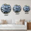 Horloge murale moderne dorée, blanche et jaune avec nuages de marbre IV-506166267