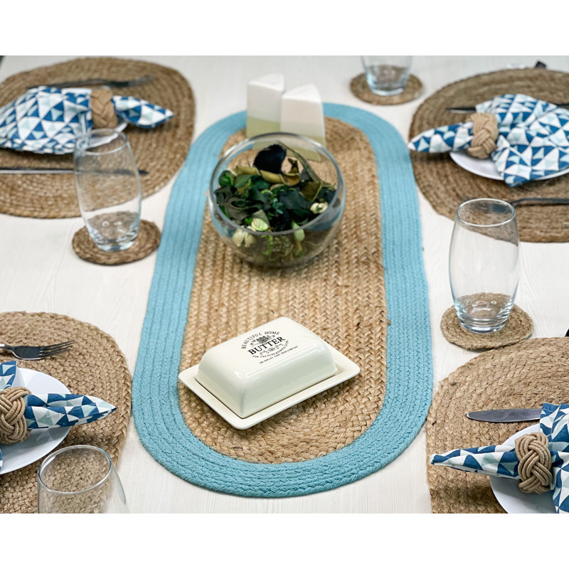 TABLE RONDE VERona, Naturel / turquoise, 13 po x 36 po