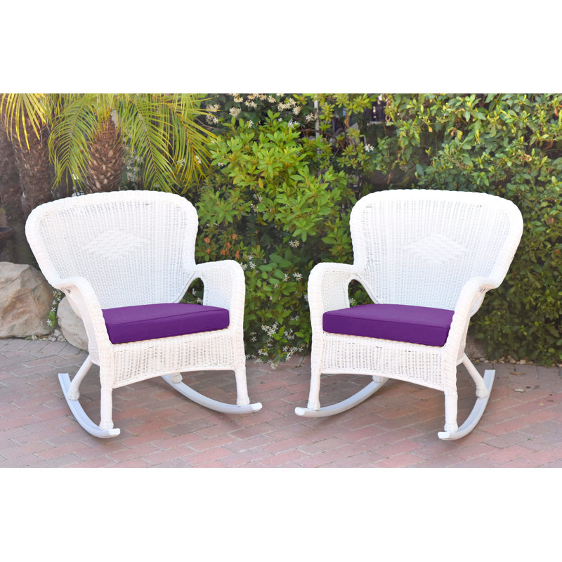 Chaise berçante Batchelder, Blanc, Turquoise