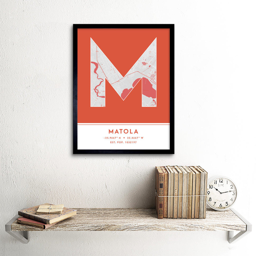 Matola Mozambique City Map by Wee Blue Coo - Single Picture Frame Typography