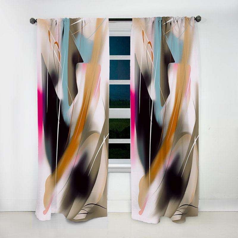 Towley - Shape Abstract Artwork III - Rideau peinture abstraite - Velours obscurcissant - 1 panneau, L 52 po x L 120 po