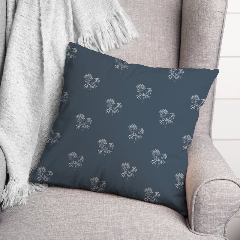  Coussin décoratif floral intérieur / extérieur en polyester, Ardoise, H 18 po x l 18 po