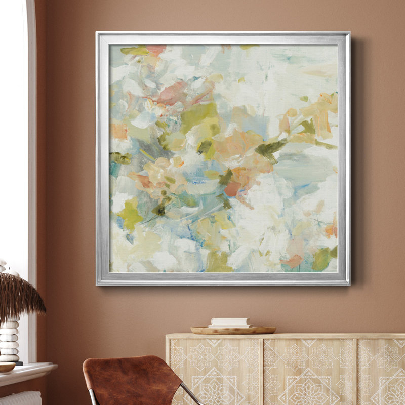 Floral Blush II - cadre photo, reproduction d'art sur toile, Encadré gris, H 34,5 po x l 34,5 po x P 1,5 po