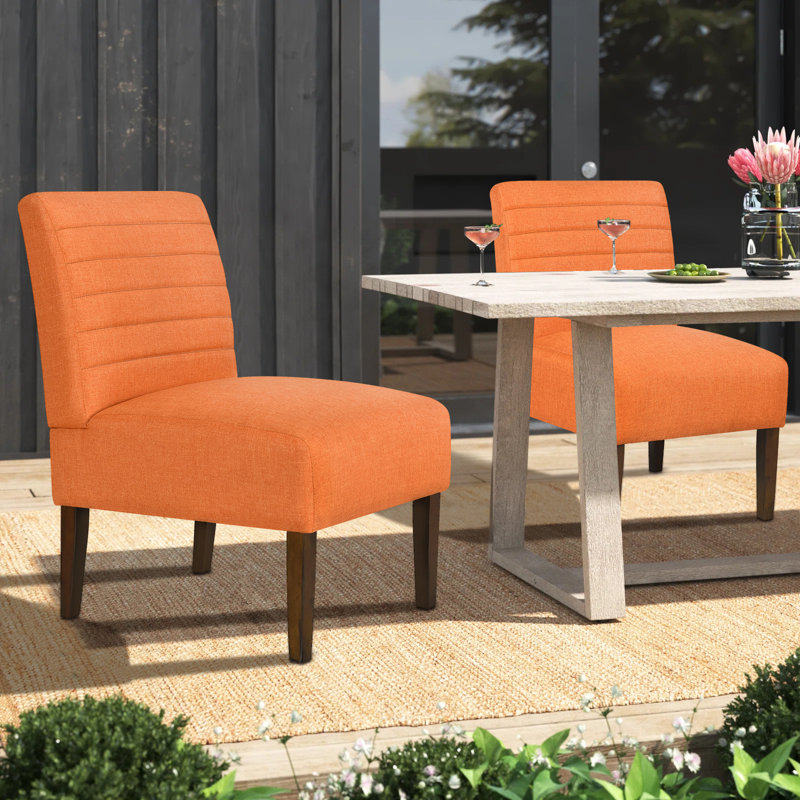 Floraine Upholstered Slipper Chair, Orange Polyester