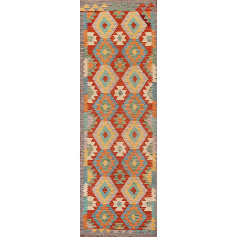 Geometric Kilim Oriental Runner Rug 3x10